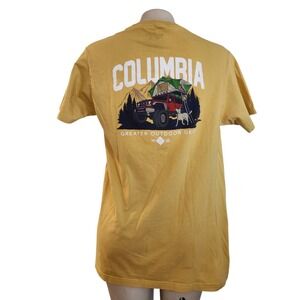 Columbia Mens Mustard Yellow Graphic T-Shirt Greater Outdoor Gear Dog Truck M